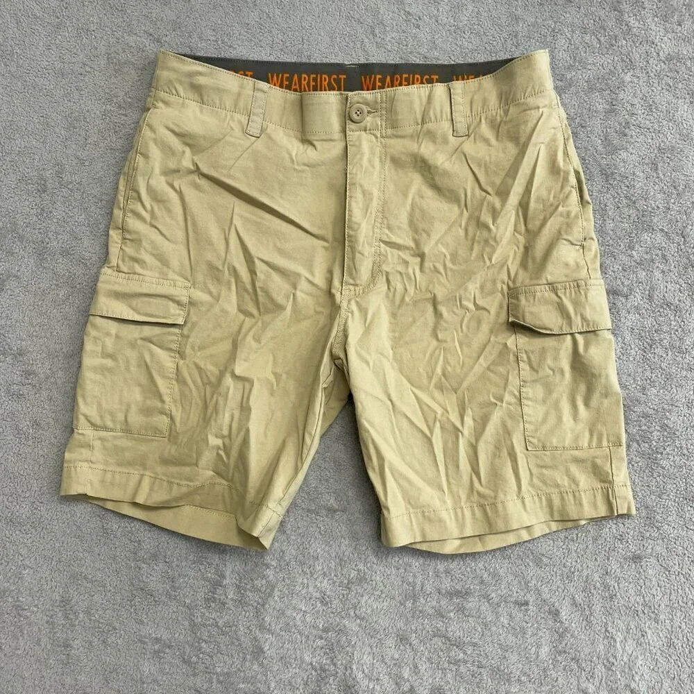 NWOT Wearfirst Men's Size 38 Khaki Cargo Shorts Cotton/Nylon/Spandex